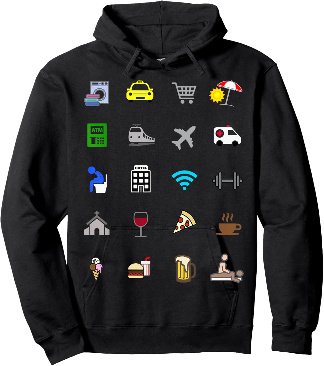 InGENIUS Tourism Translator Symbol Tourist Icons -Adults Black Small Modern Travel Icon Language Barrier Ico Hoodie - Hoodie | Black