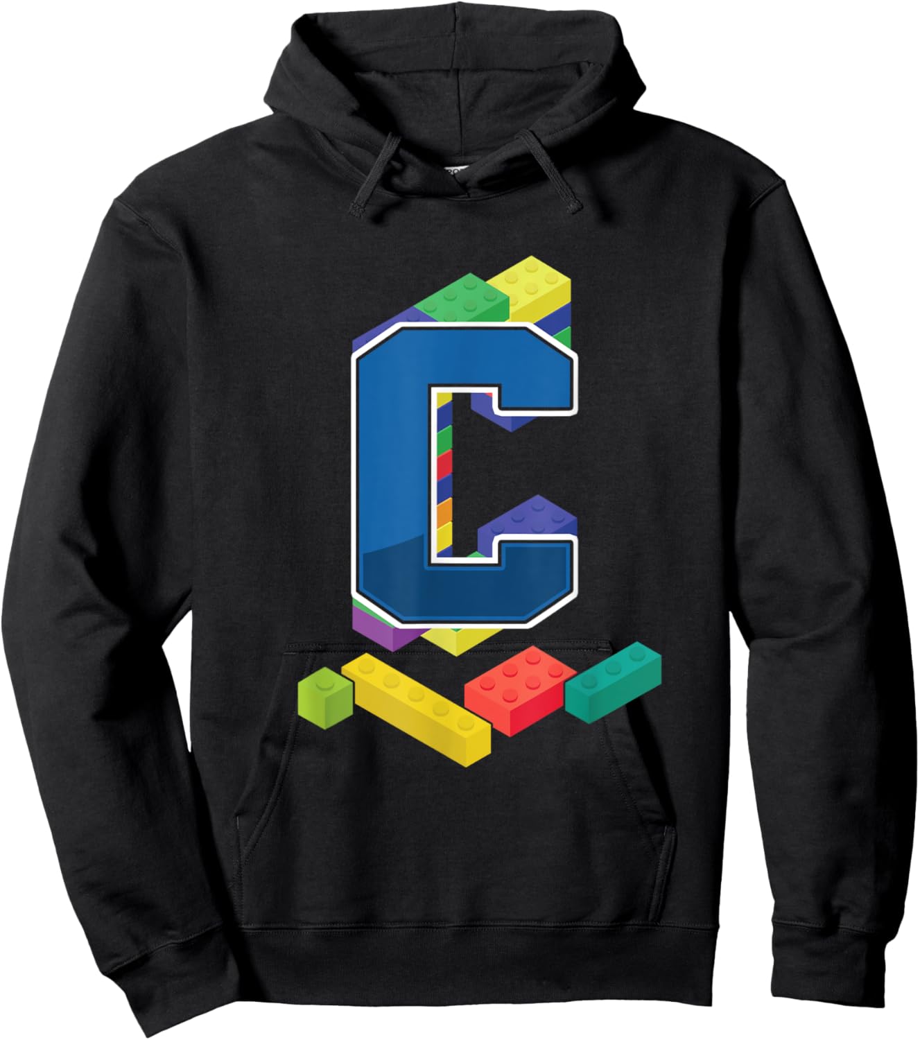Letter C Master Builder Alphabet Last Name Building Blocks Hoodie - Hoodie | Black