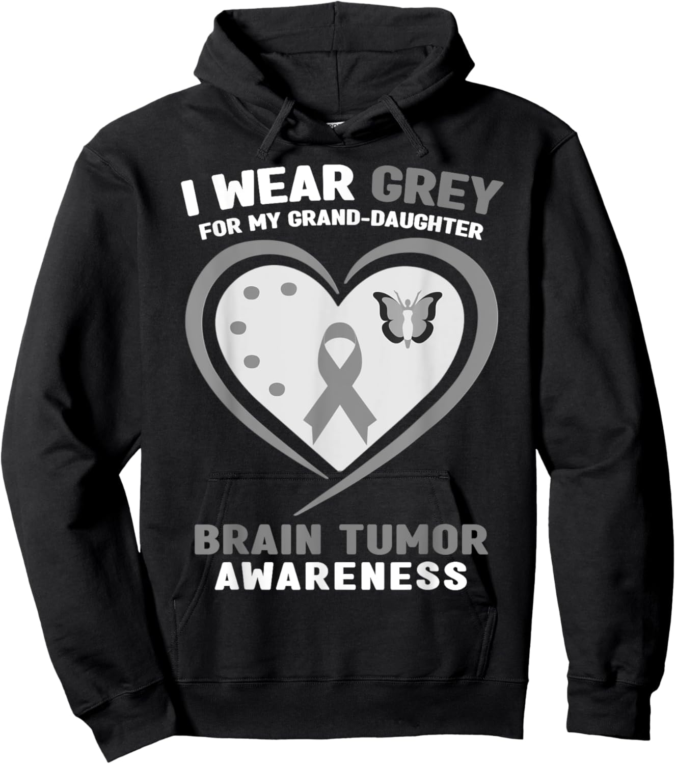 I Wear Gray for My Granddaughter Brain Tumor Awareness Hoodie - Hoodie | Black