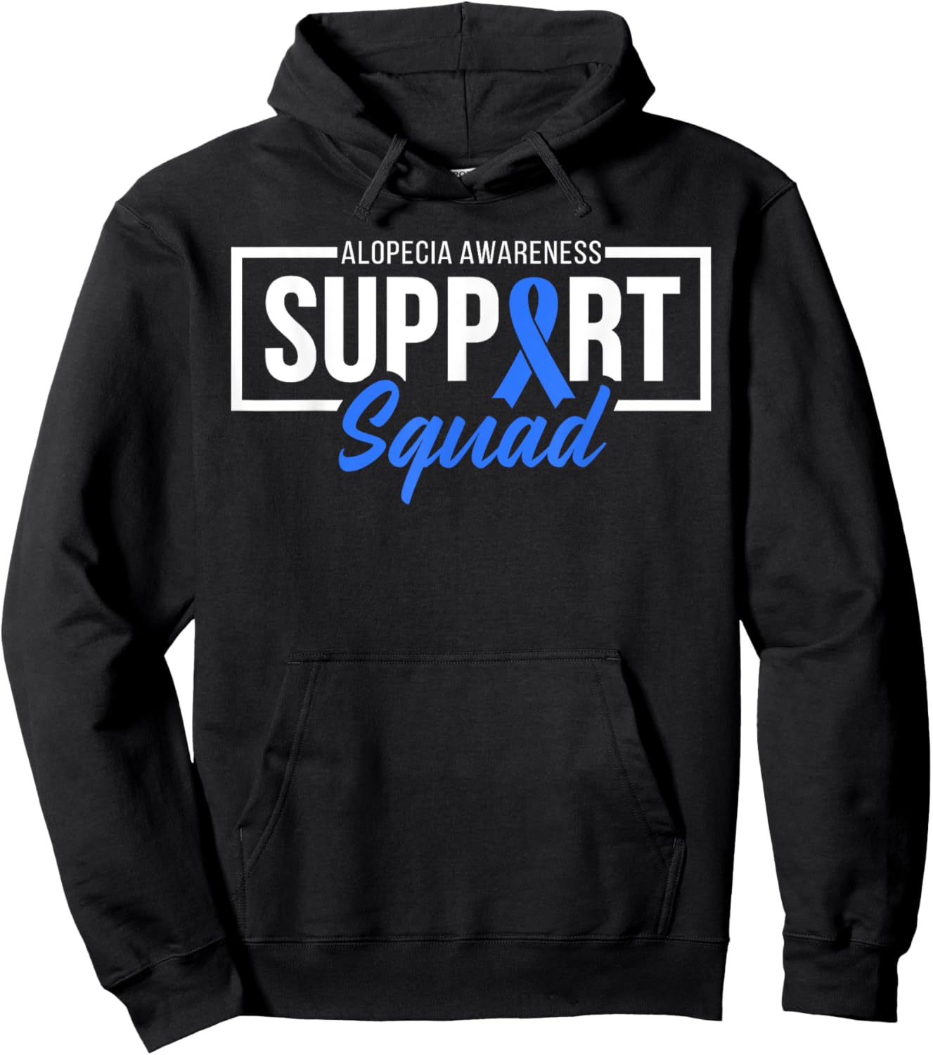 Alopecia Awareness Support Squad I Wear Blue Ribbon Hoodie - Hoodie | Black