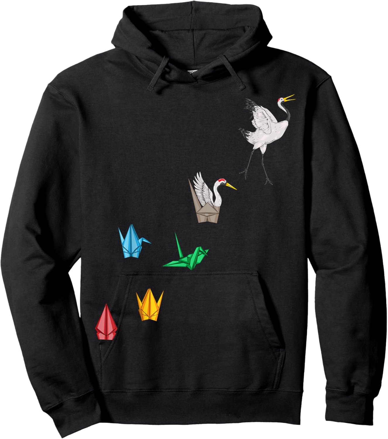 Origami Crane Shirt - Japanese Origami Paper Folding Crane Hoodie - Hoodie | Black