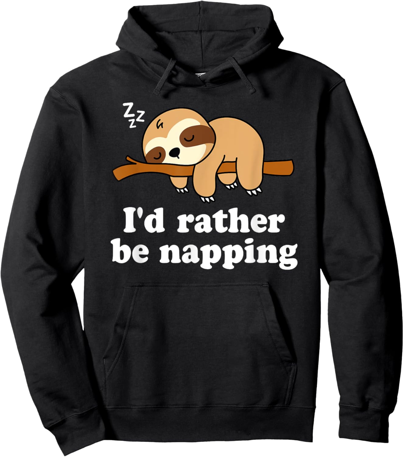 Cute Sleeping Lazy Sloth I'd Rather Be Napping Funny Nap Hoodie - Hoodie | Black