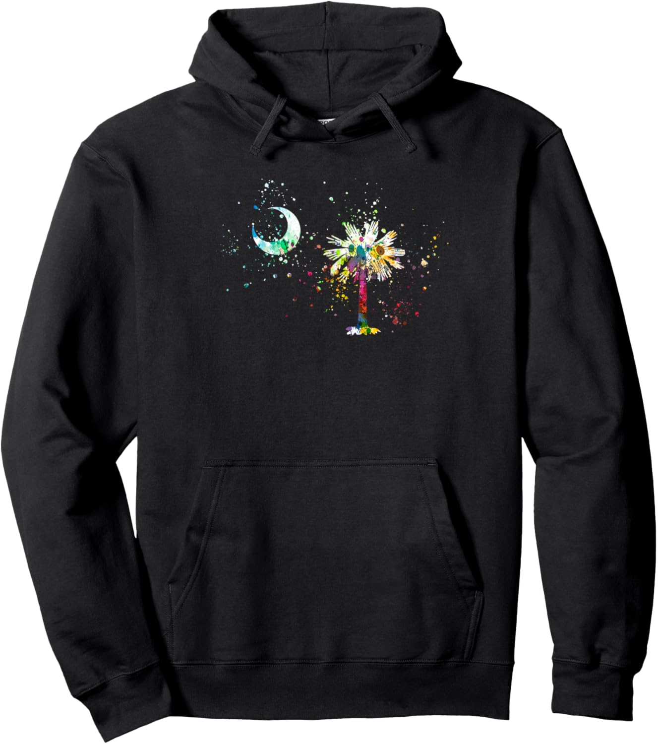 South Carolina Flag Palmetto Tree and Moon Colourful Design Hoodie - Hoodie | Black