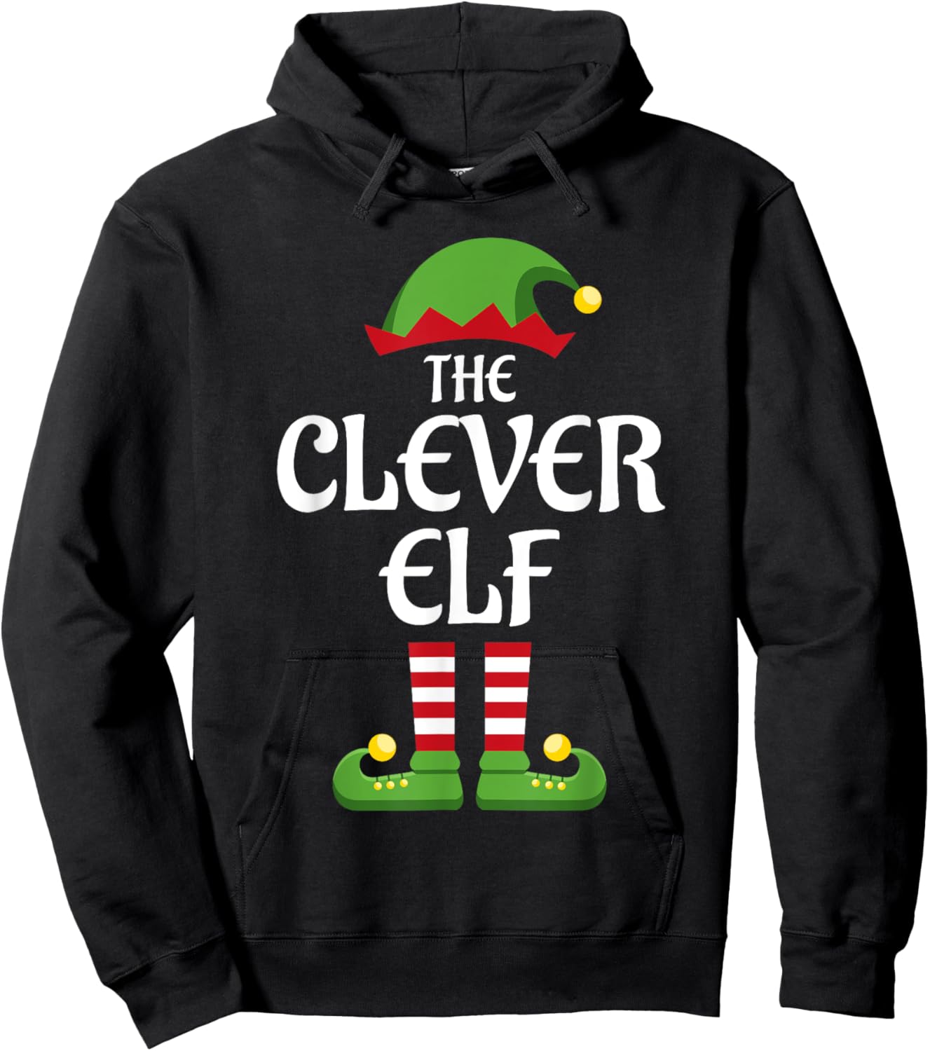 Clever Elf Family Matching Group Christmas Smart Hoodie - Hoodie | Black