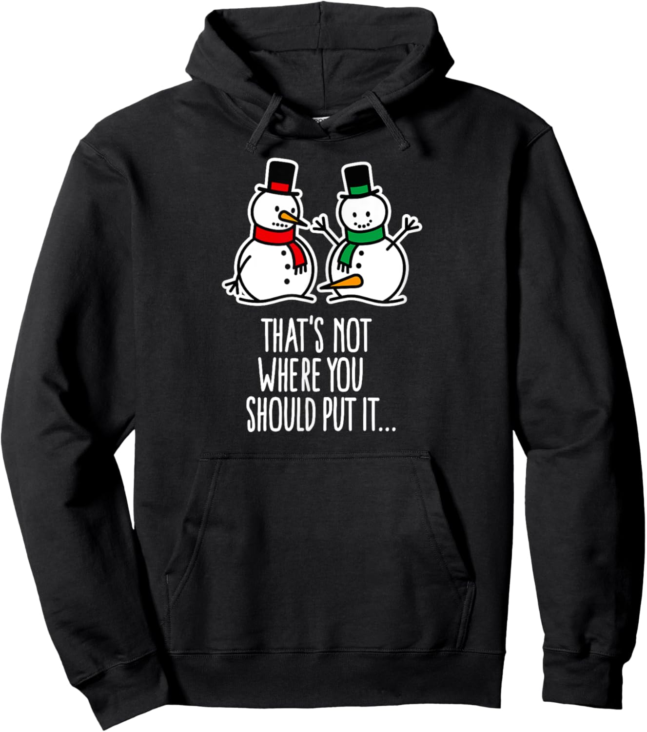 Naughty Christmas saying dirty snowman cartoon ugly xmas Hoodie - Hoodie | Black