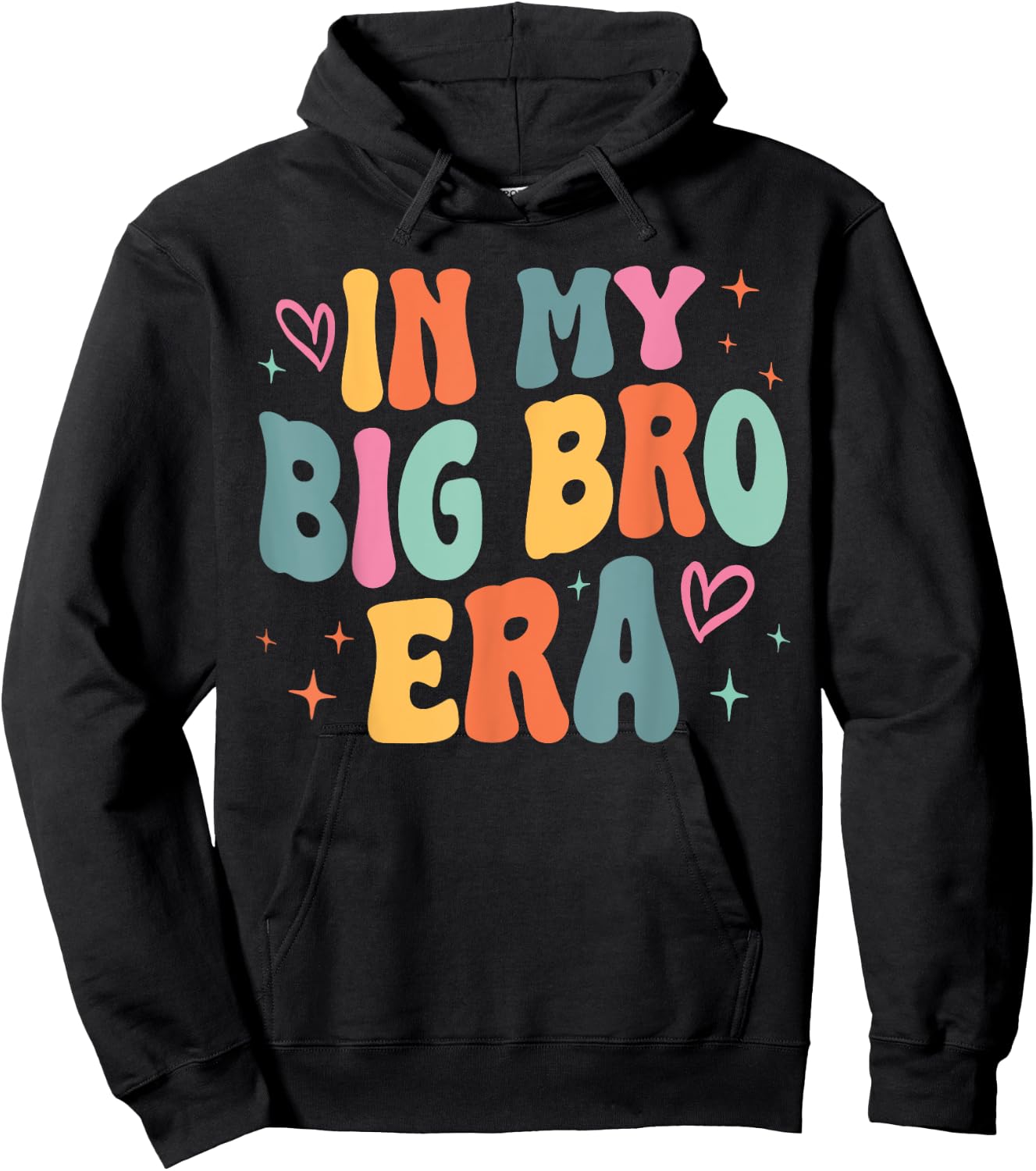 Retro Groovy In My Big Brother Era Funny Family Matching Hoodie - Hoodie | Black