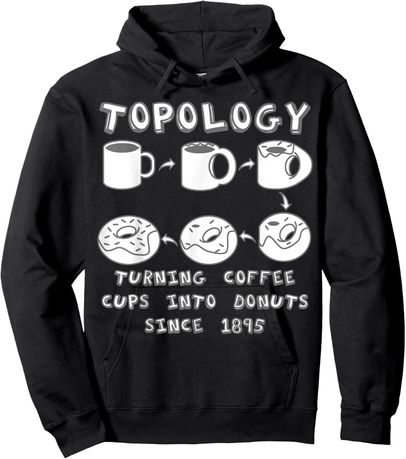 Funny Topology Turning Coffee Cups into Donuts Math Teacher Hoodie - Hoodie | Black