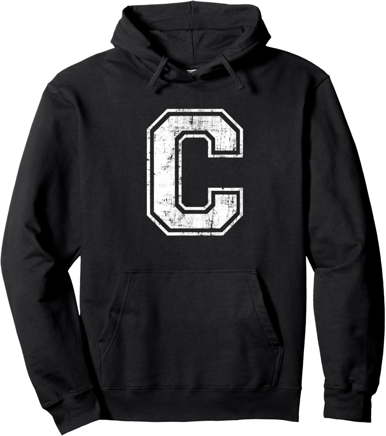 Letter C Uppercase Alphabet Initial School College Varsity Hoodie - Hoodie | Black