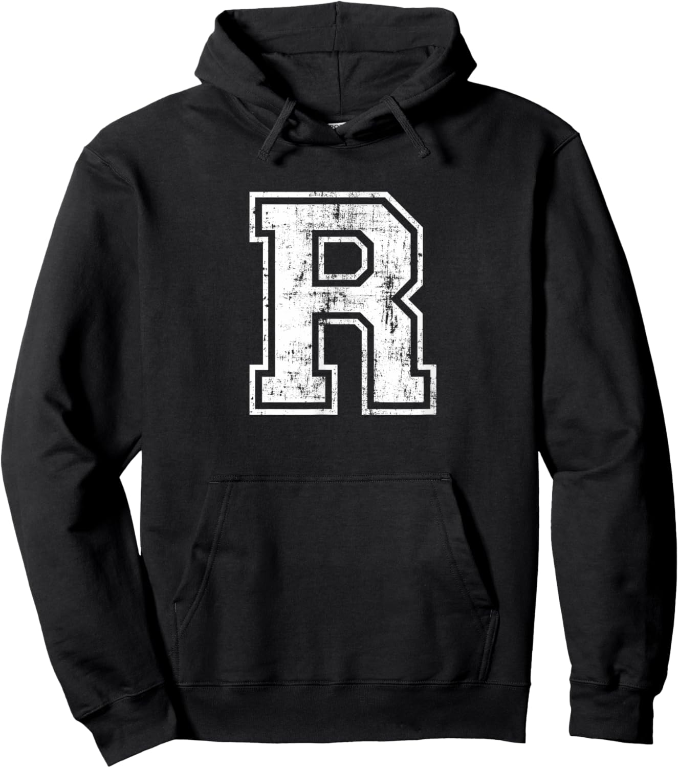Letter R Uppercase Alphabet Initial School College Varsity Hoodie - Hoodie | Black