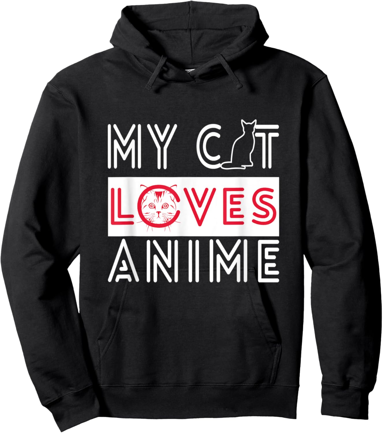 My Cat Loves Anime - Cats love Watching TV Women Kids Hoodie - Hoodie | Black