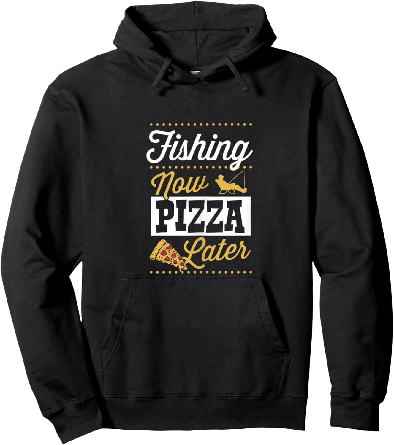 Fishing Now Pizza Later Essential Funny Bass Fishing Hoodie - Hoodie | Black