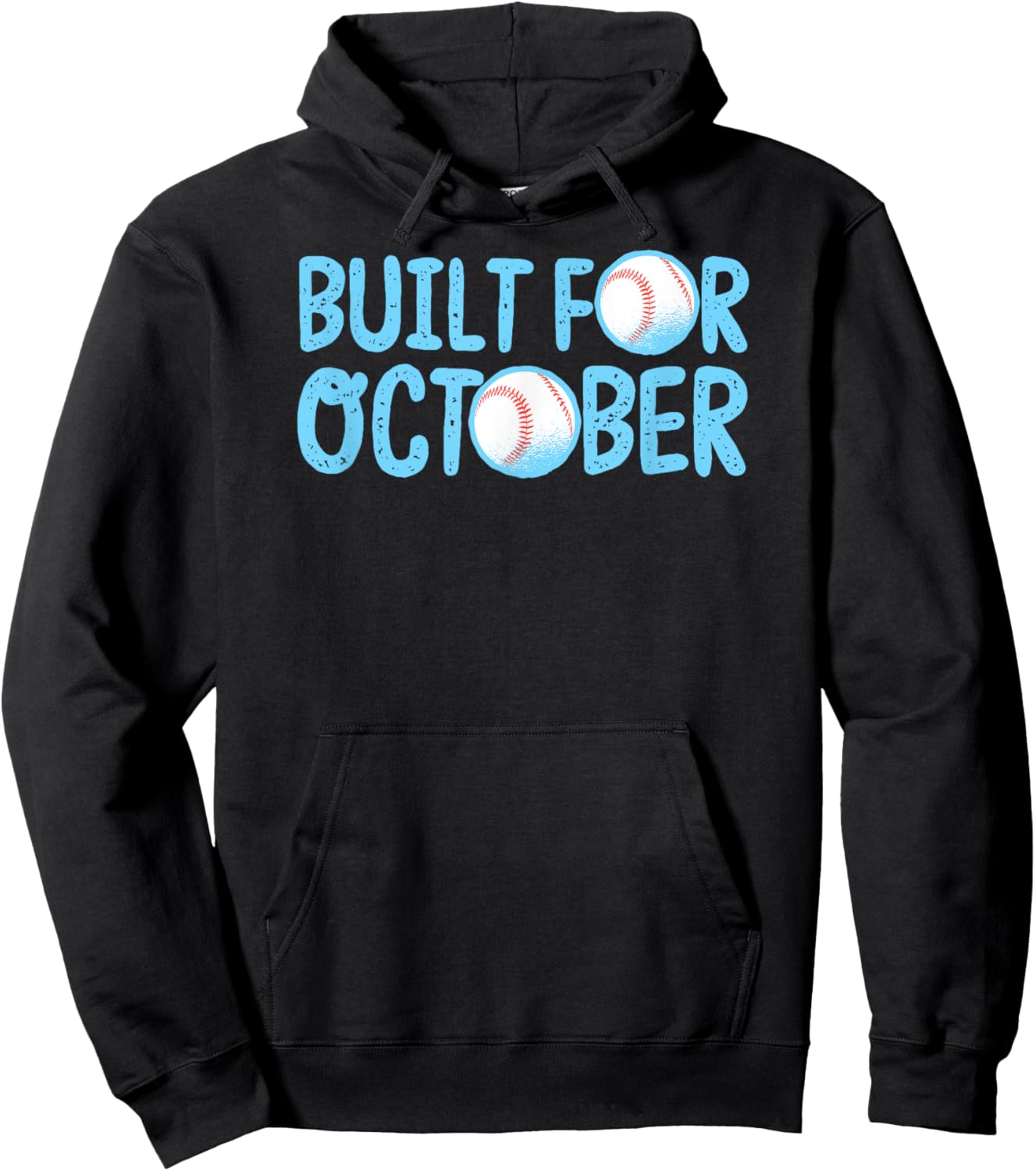 Built For October Baseball Month Playoffs Retro Swing Blue Hoodie - Hoodie | Black