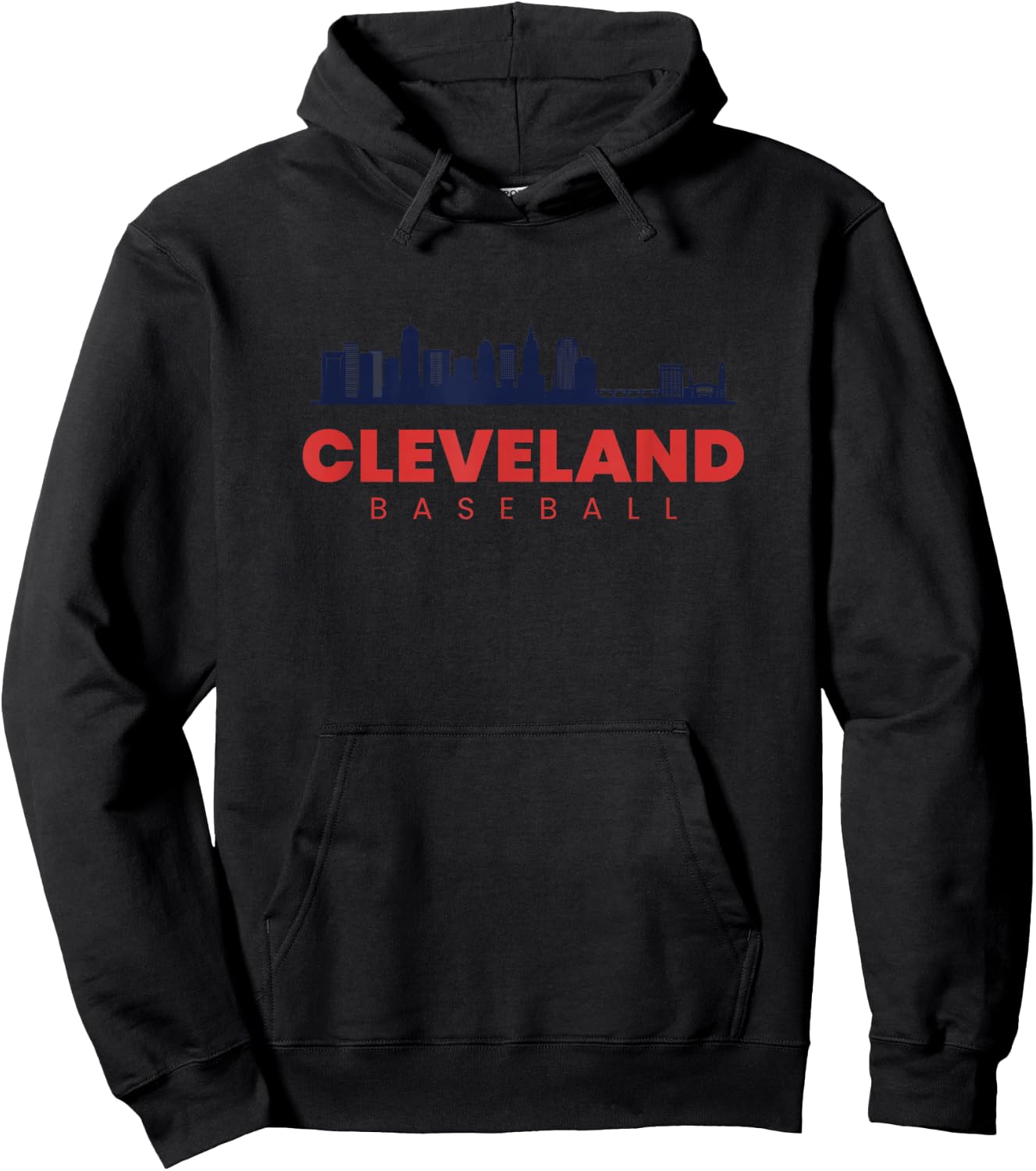 Cleveland Baseball Vintage City Skyline Retro Baseball Lover Hoodie - Hoodie | Black