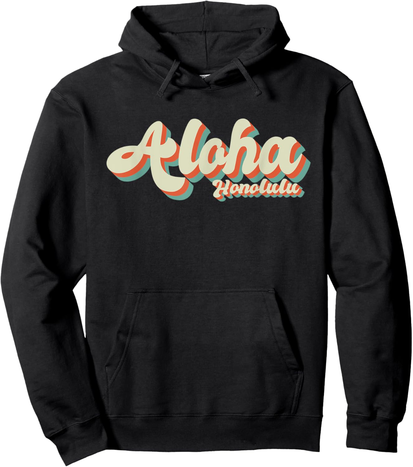 Aloha Honolulu Vintage Hawaiian Surf Shop Island Vacation Hoodie - Hoodie | Black