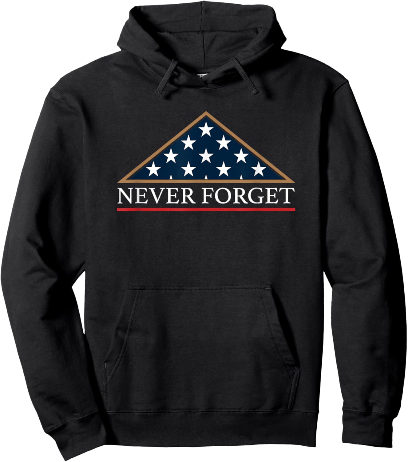 Never Forget American Folded Flag Military Memorial Design Hoodie - Hoodie | Black