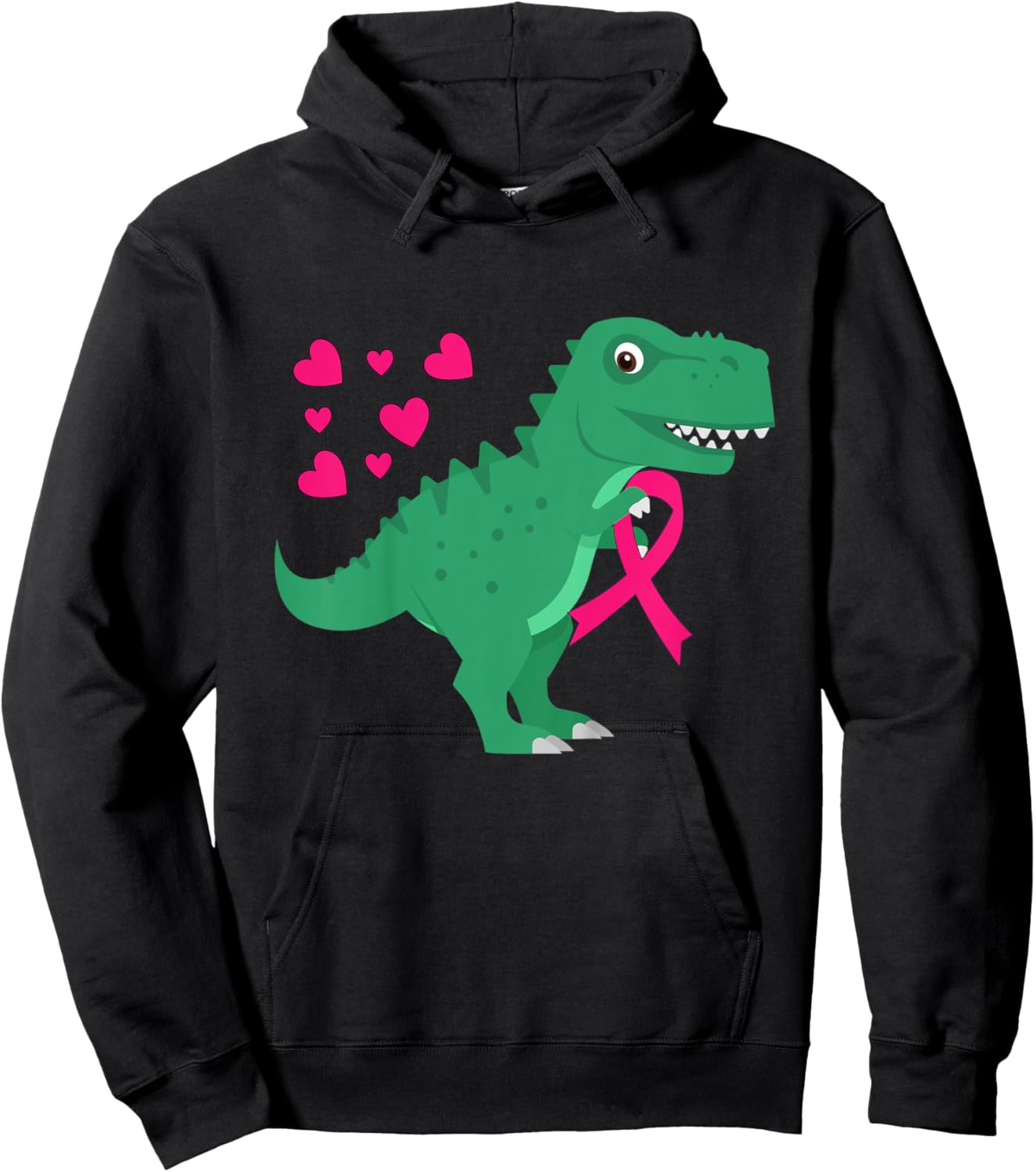 Kids Pink Ribbon T-Rex Shirt Breast Cancer Awareness Boys Toddler Hoodie - Hoodie | Black