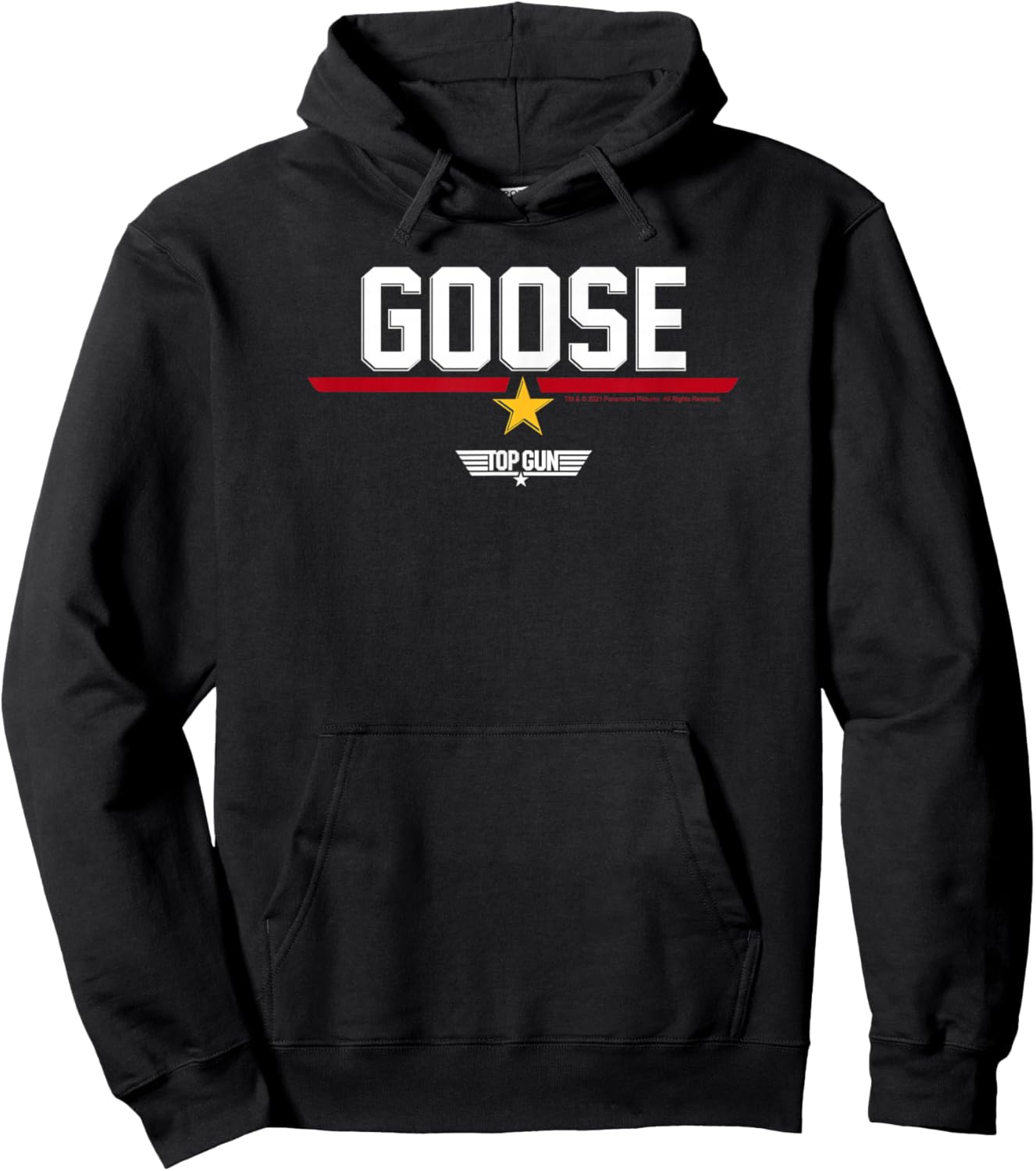 Top Gun Goose Line Text Logo Small Hoodie - Hoodie | Black