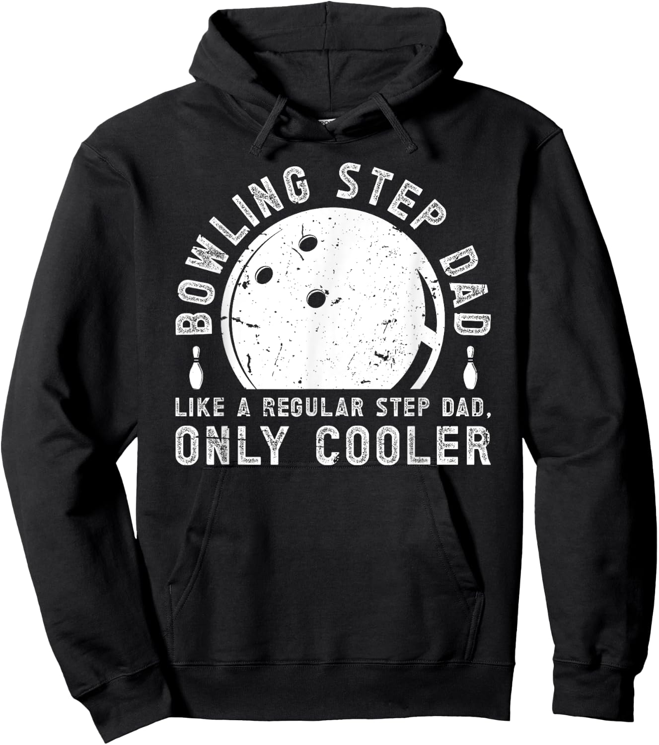 Cool Bowling Step-Dad Of A Bowler Stepdad Bowling Stepfather Hoodie - Hoodie | Black