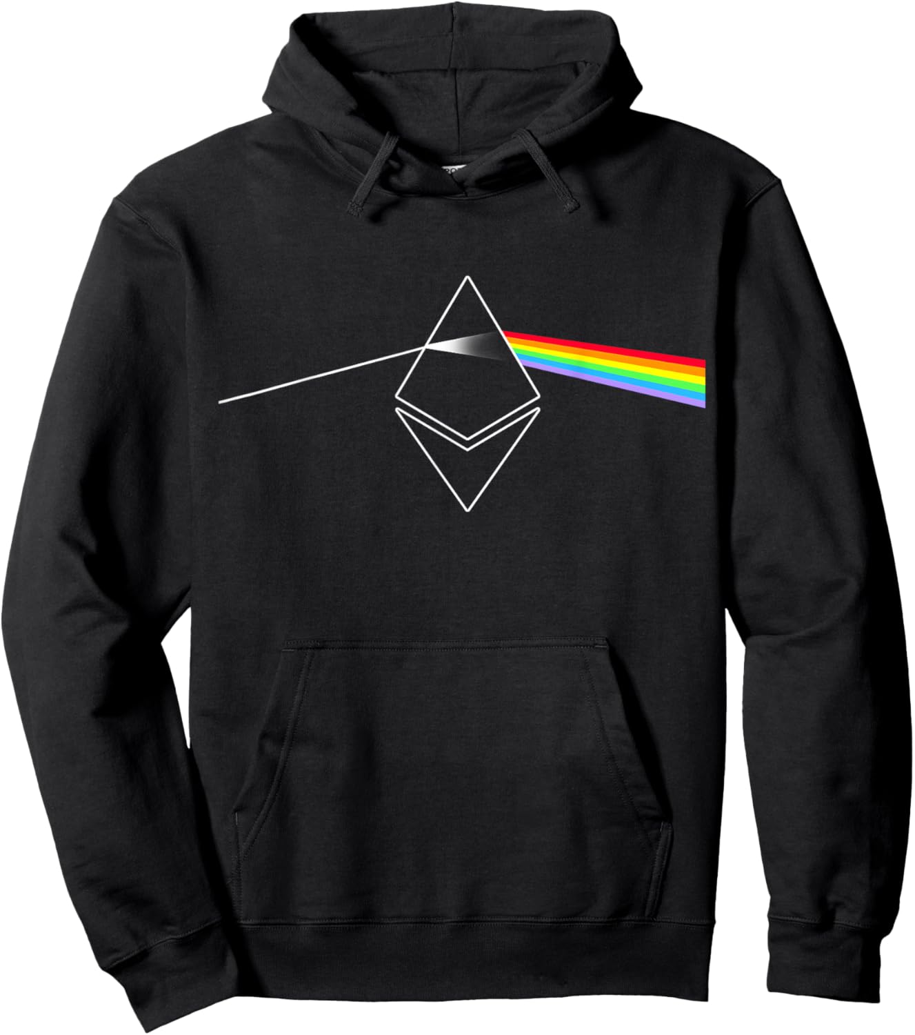 Miftees Crypto Ethereum Prism Rainbow Light -Adults Black Hoodie - Hoodie | Black