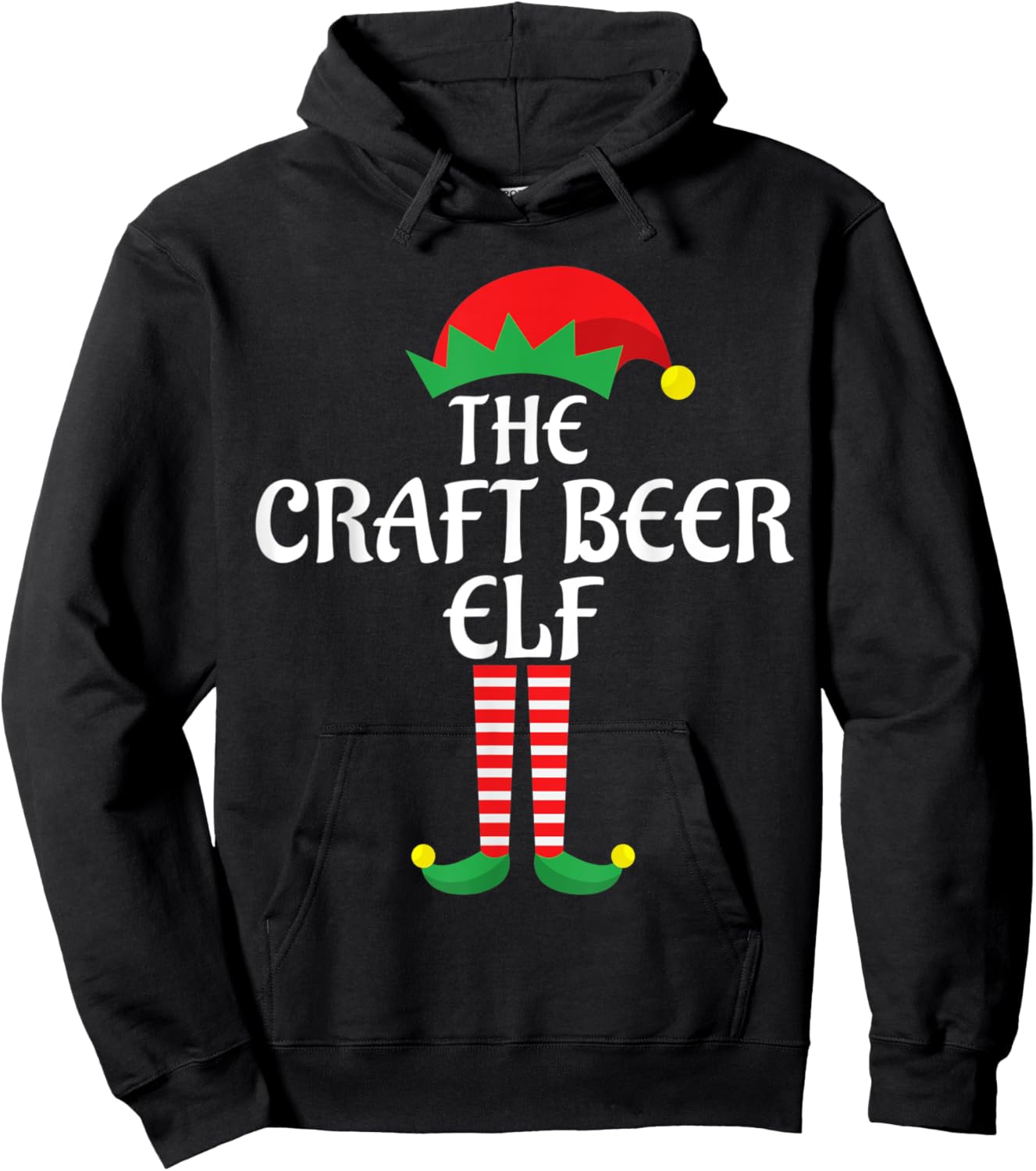 Craft Beer Elf Christmas Theme Holiday Family Matching Xmas Hoodie - Hoodie | Black
