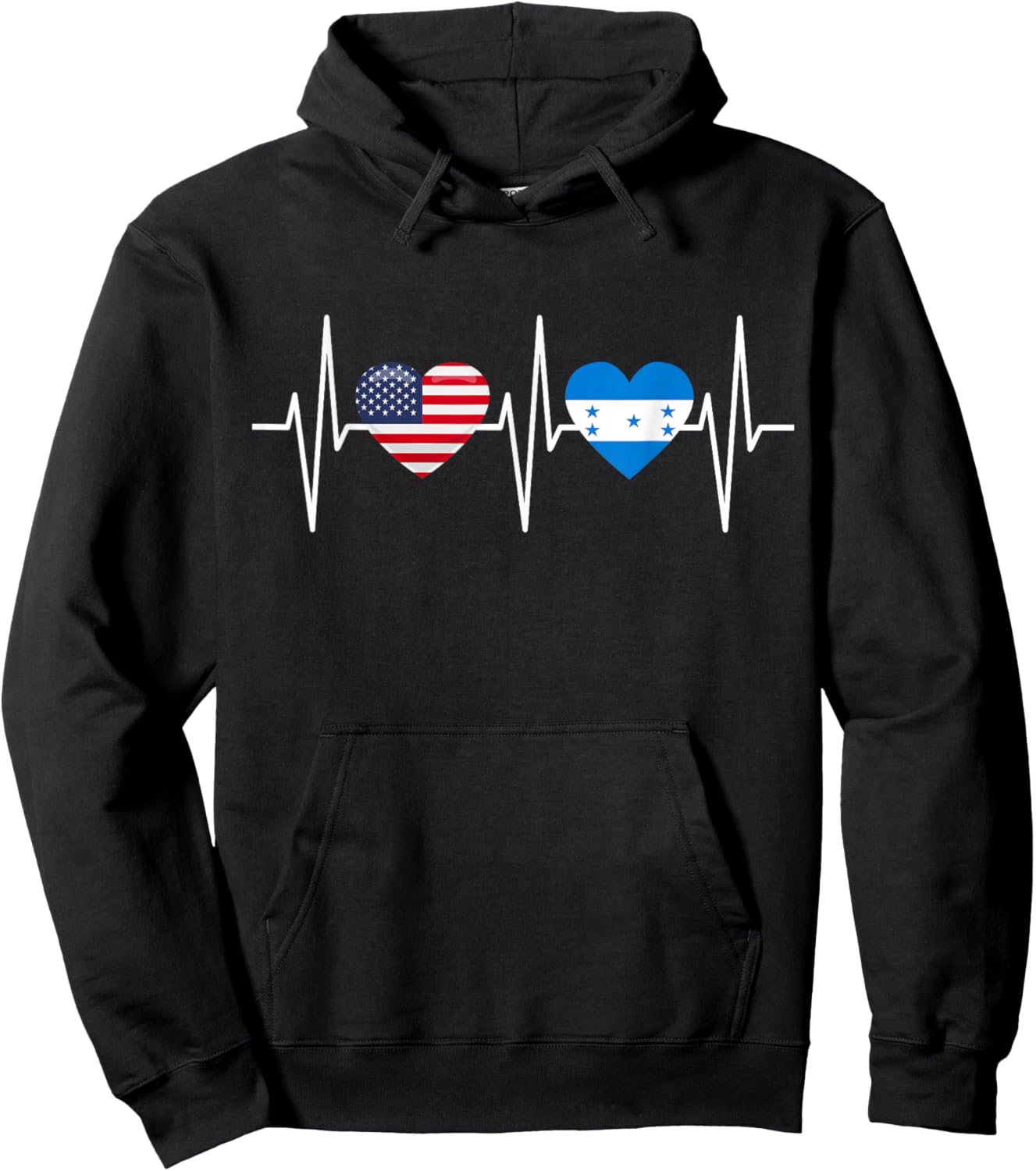 USA Honduras Shirt Heartbeat America Honduran Flag Heart Hoodie - Hoodie | Black