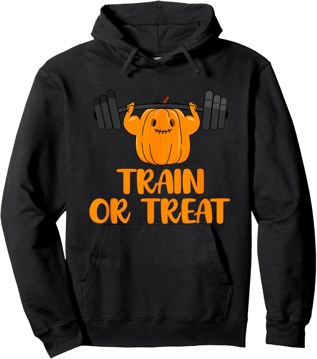 Train or Treat Funny Halloween Pumpkin Gym Workout Lifting Hoodie - Hoodie | Black
