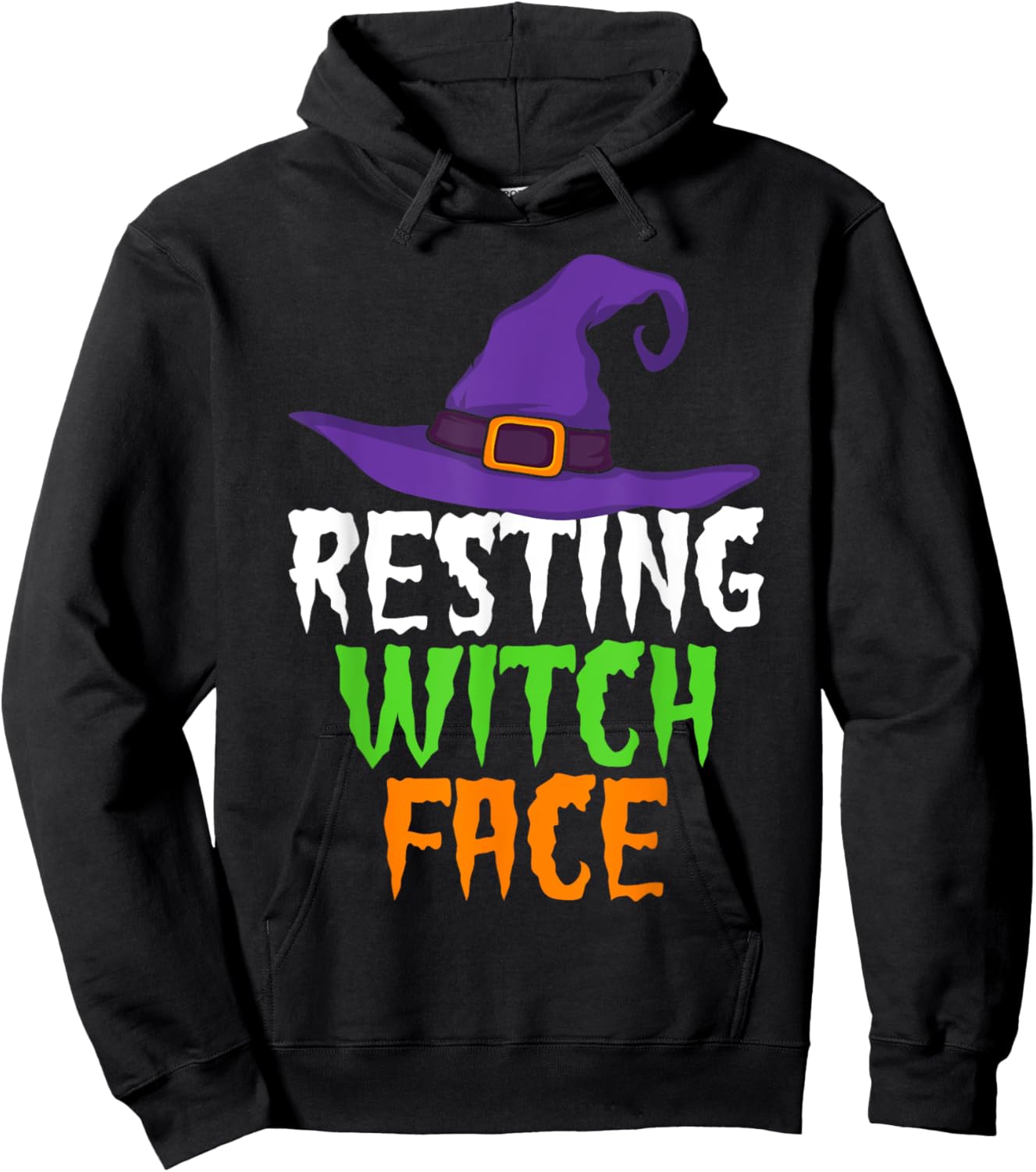 Resting Witch Face Funny Halloween Shirt Witch Hat Hoodie - Hoodie | Black