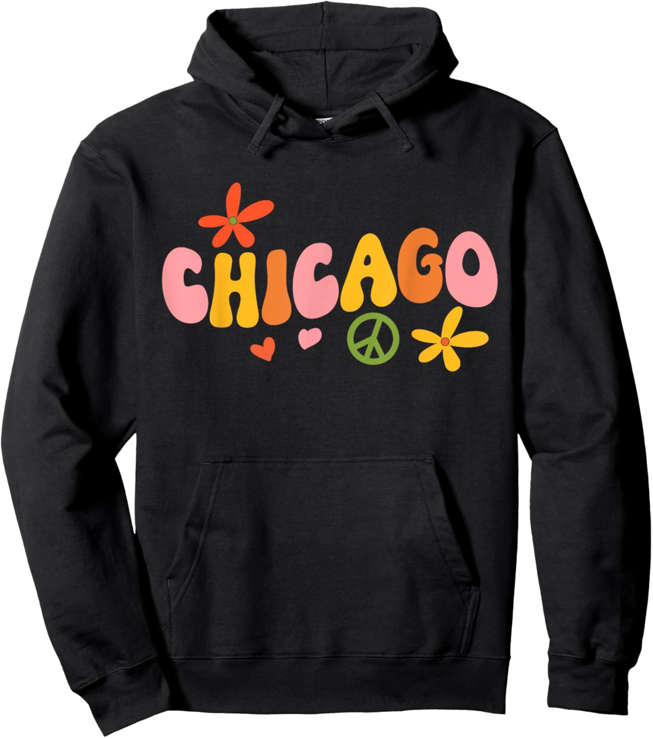 Chicago 70s retro hippie Hoodie - Hoodie | Black