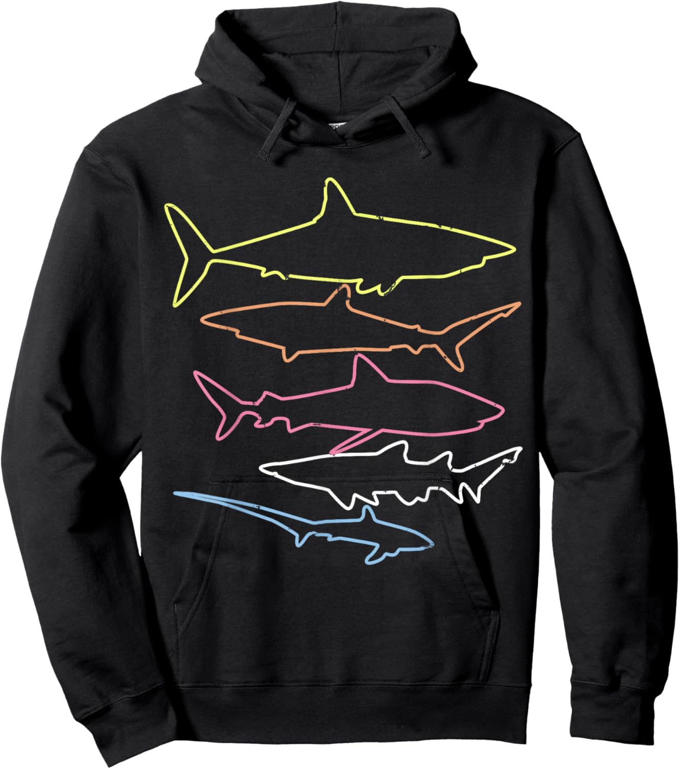 Shark Retro Style Vintage Hoodie - Hoodie | Black