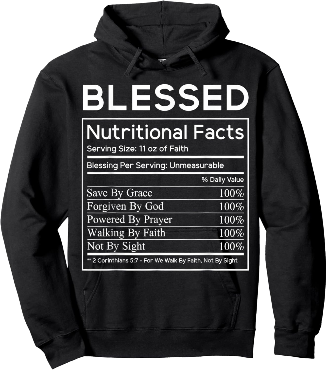 Blessed Nutritional Facts Christian Bible Holiday Dinner Hoodie - Hoodie | Black