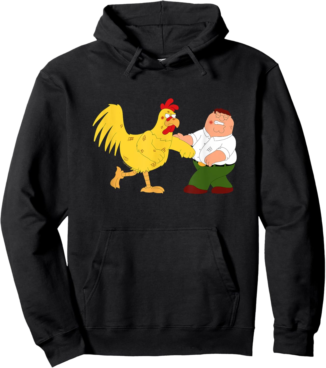 Family Guy Peter & The Giant Chicken Fighting Funny Cartoon Hoodie - Hoodie | Black