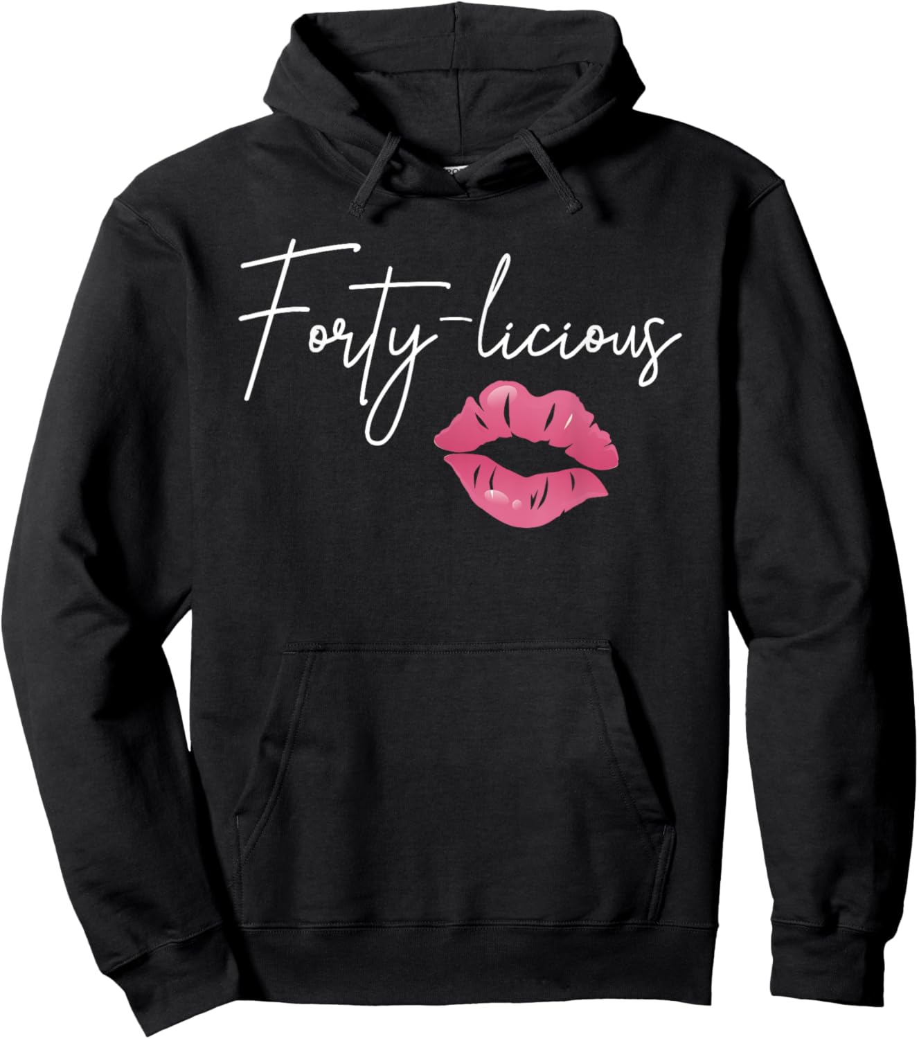 Fortylicious Pink Lips 40th Birthday Hoodie - Hoodie | Black