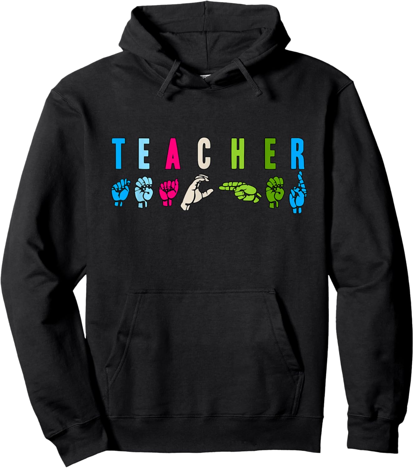 Proud Teacher ASL Sign Language Gestures Hoodie - Hoodie | Black
