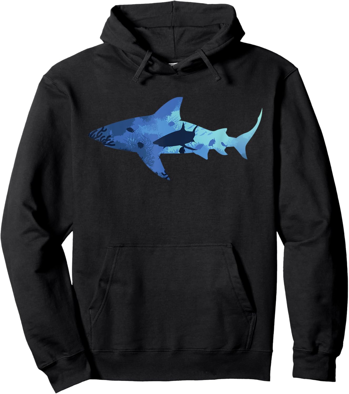 Vintage Shark Silhouette | Hammerhead Shark Tiger Shark Hoodie - Hoodie | Black