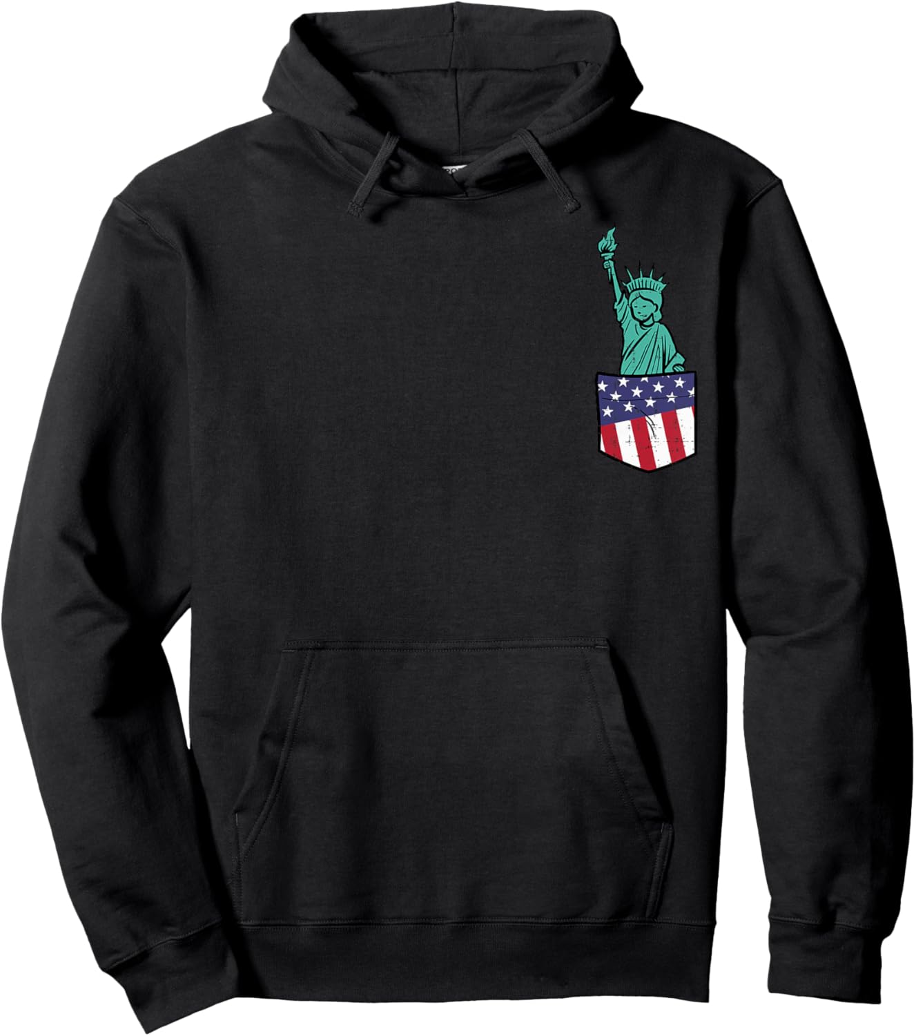 Statue Of Liberty Pocket Fourth 4th Fourth Of July Patriot Hoodie - Hoodie | Black