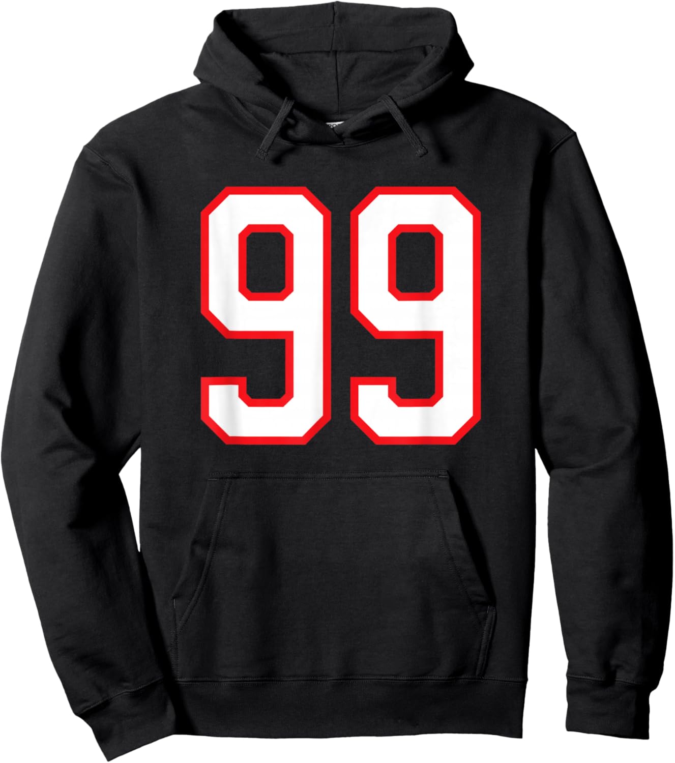 White Red Sports Team Number #99 Hoodie - Hoodie | Black