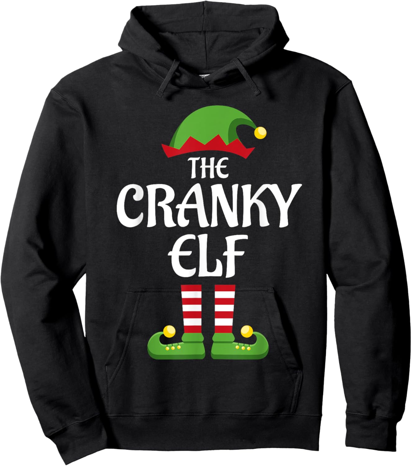 Cranky Elf Family Matching Group Christmas Hoodie - Hoodie | Black