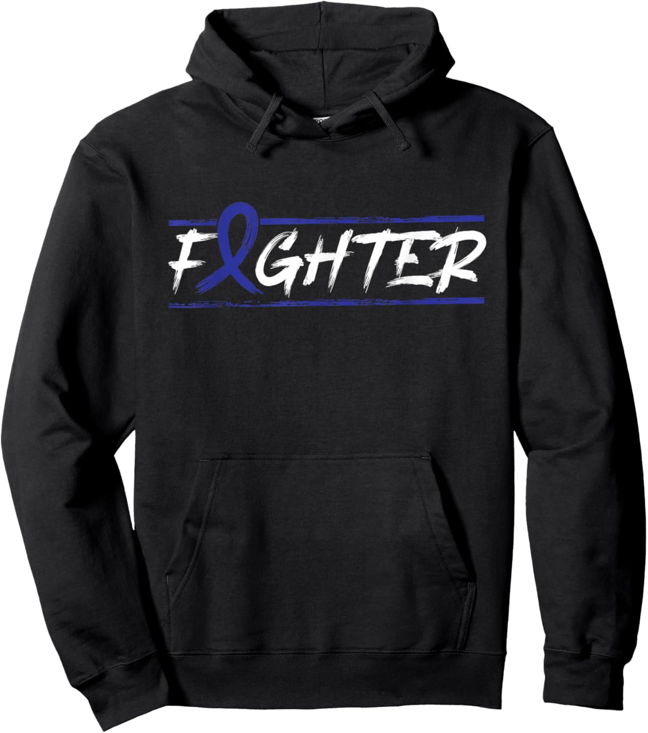 Rectal Cancer Fighter T Shirt - Blue Ribbon Awareness Hoodie - Hoodie | Black