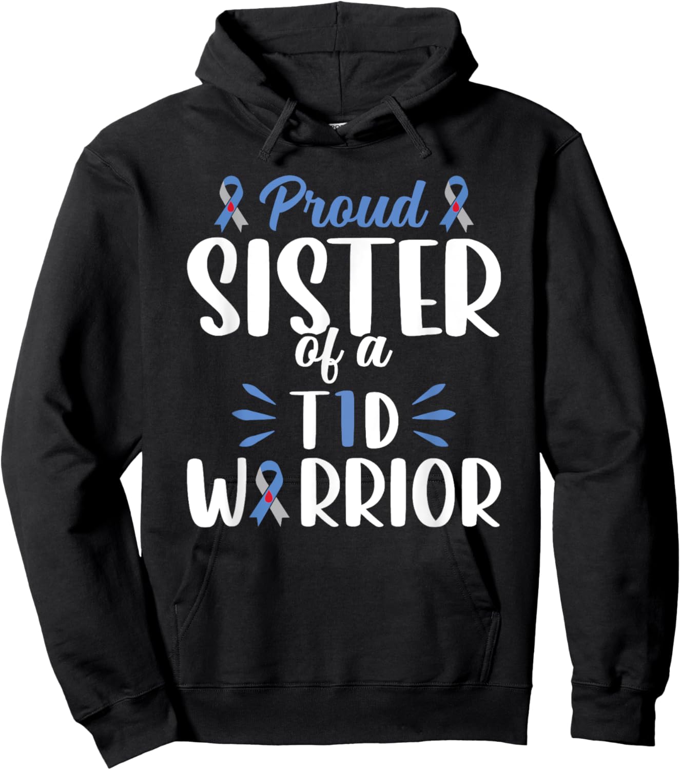 Sister T1d Proud Sister Of A Type 1 Diabetes Warrior Youth Hoodie - Hoodie | Black