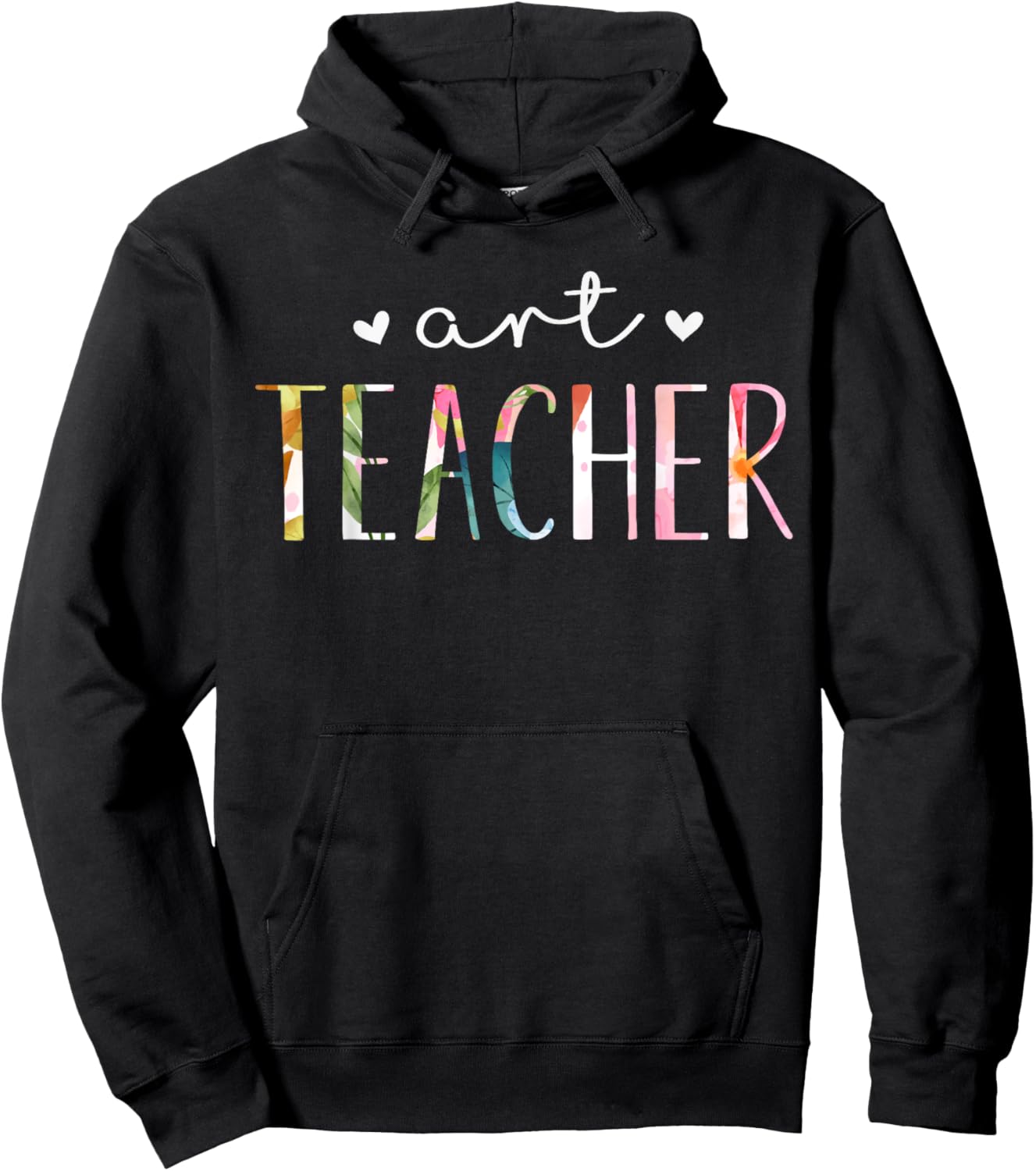 Art Teacher Cute Floral Design , Black Hoodie - Hoodie | Black