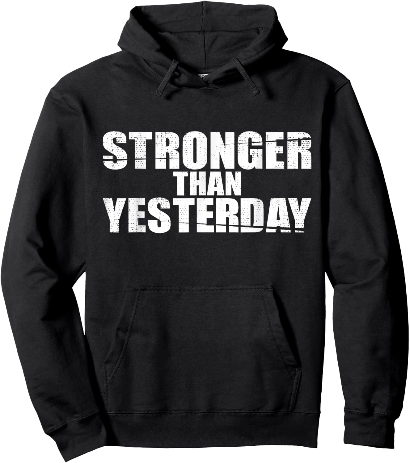 Fitness Motivational Stronger Than Yesterday Gym Workout Hoodie - Hoodie | Black