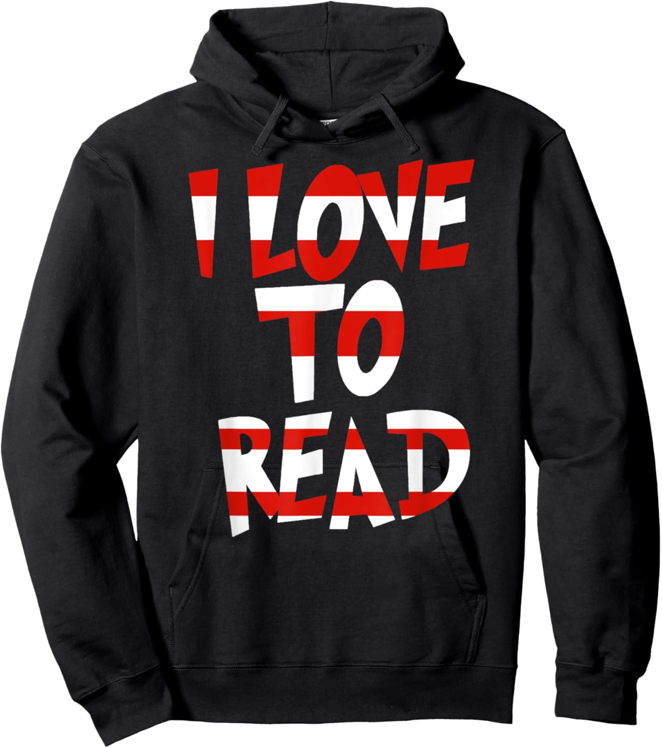 I Love To Read Dr Teacher Student Red And White Stripe Hat Hoodie - Hoodie | Black