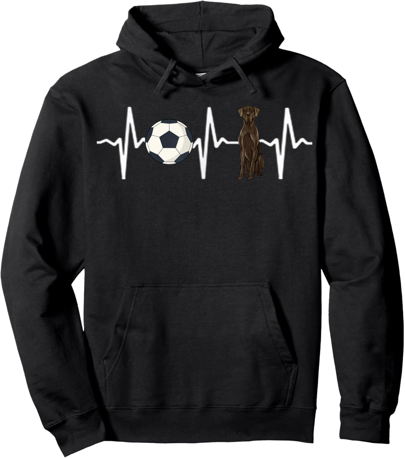 Soccer Black Great Dane Heartbeat Dog Lover Hoodie - Hoodie | Black