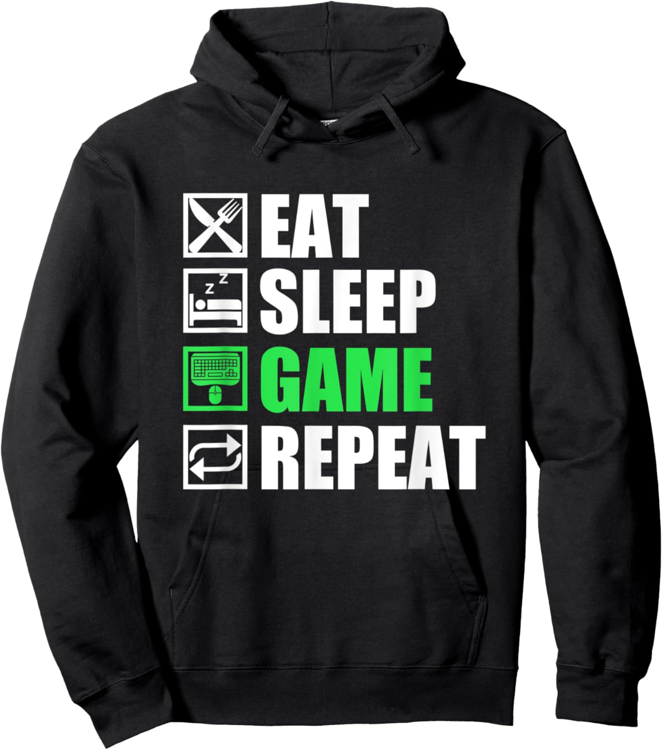 Eat Sleep Game Repeat | PC Gamer Hoodie - Hoodie | Black