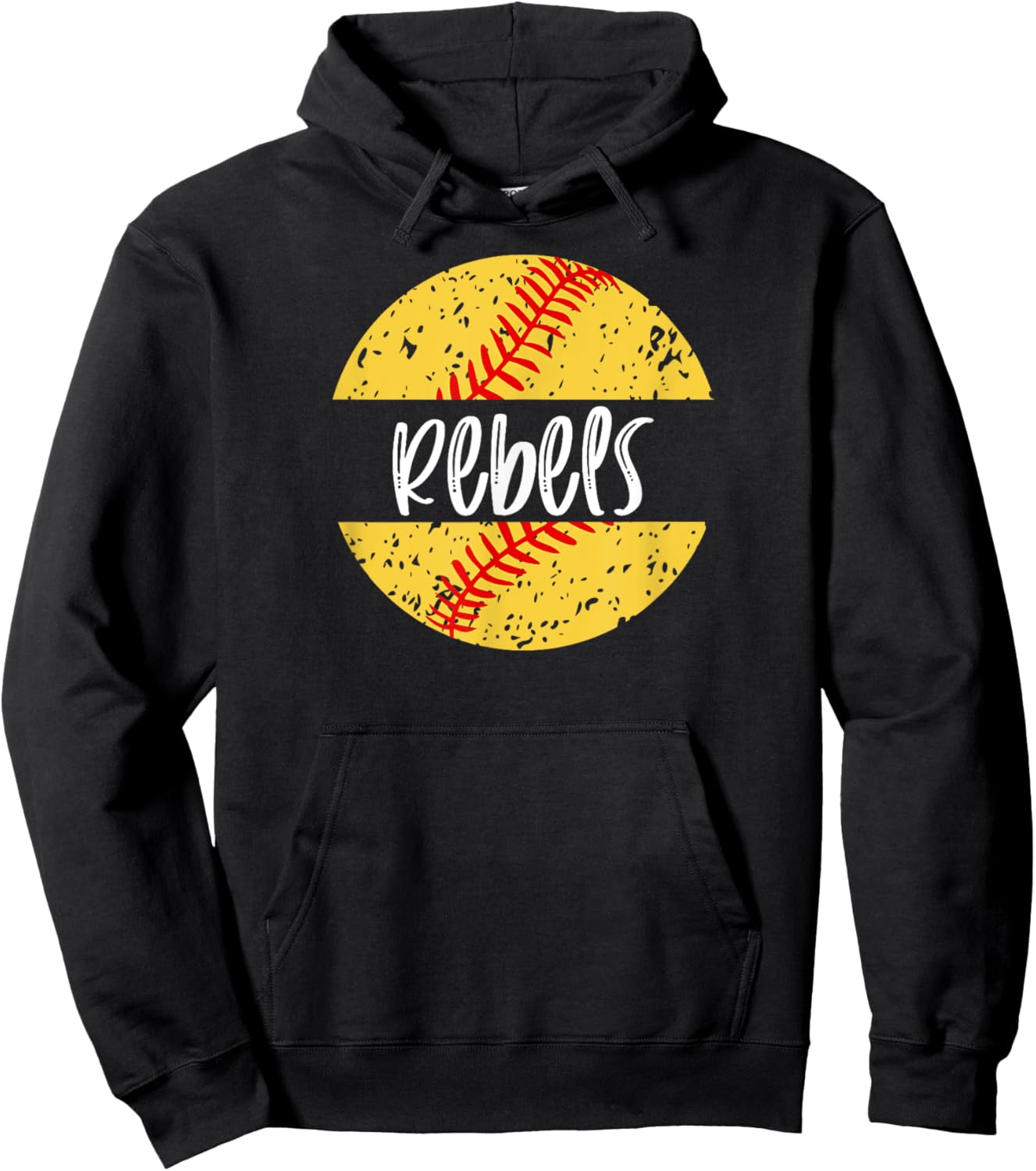 Rebels Softball Team Mascot School Spirit Game Day Hoodie - Hoodie | Black
