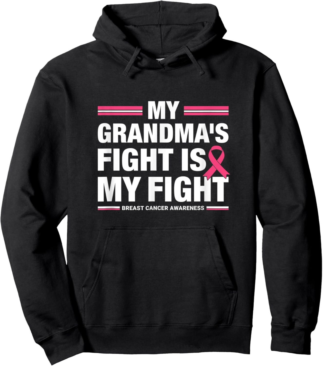 My Grandma's Fight is My Fight Breast Cancer Awareness Hoodie - Hoodie | Black