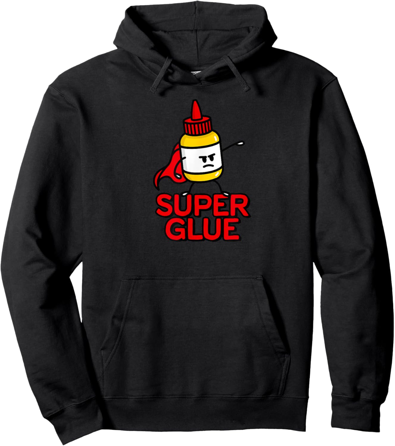 Funny Super Glue Pun Halloween Costume Super Hero Cartoon Hoodie - Hoodie | Black