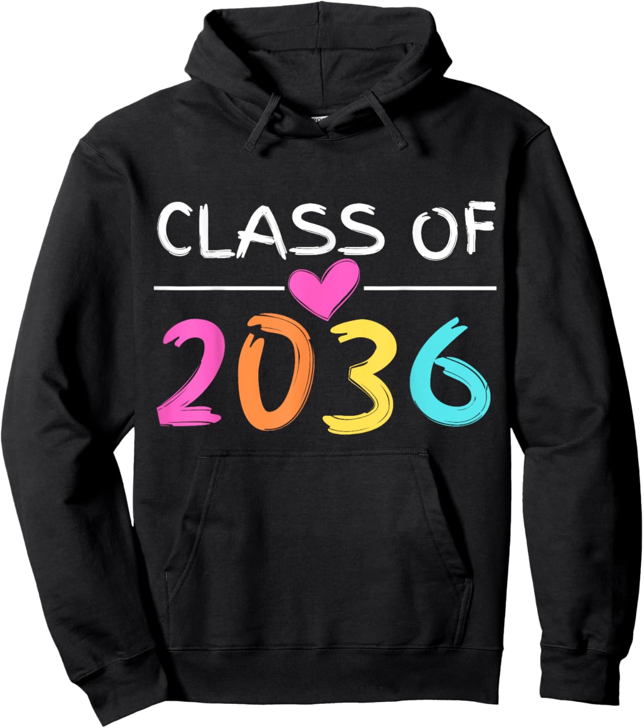 Class of 2036 Grow With Me Shirt Back School Colors Heart Hoodie - Hoodie | Black