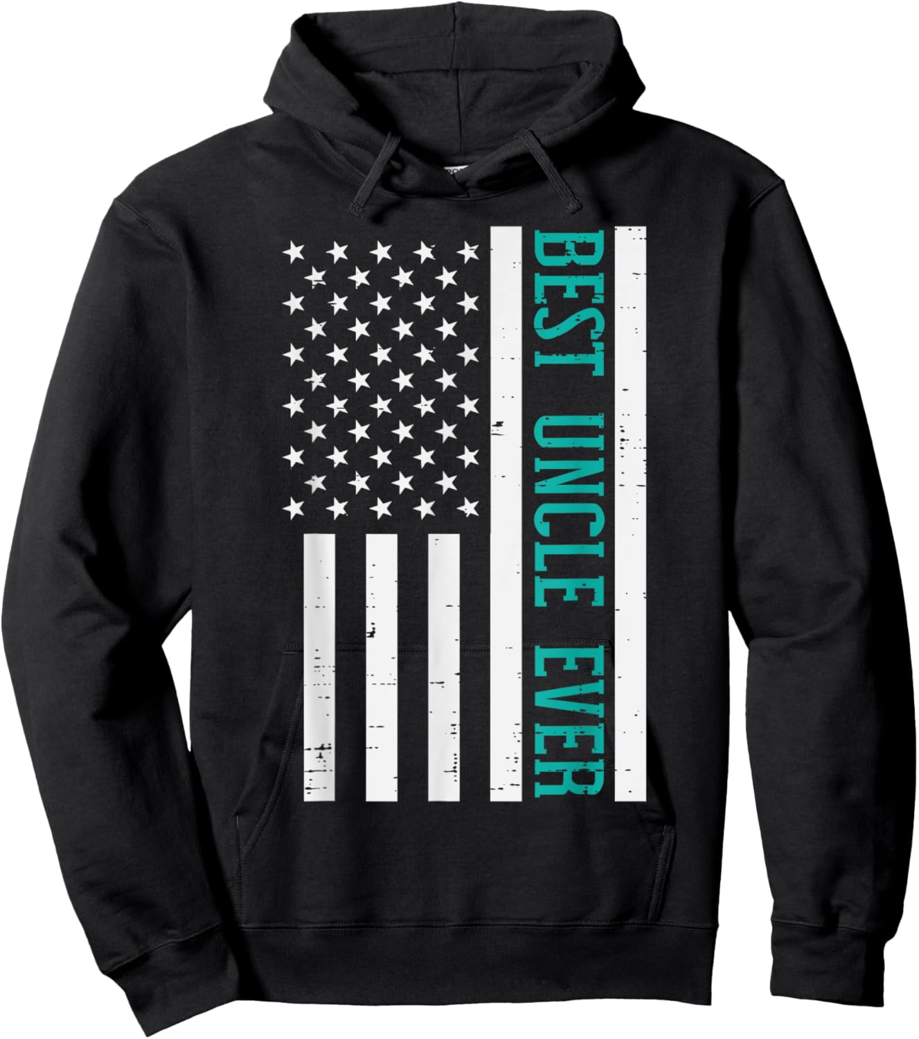 Best Uncle Ever US Flag Vintage Fathers Day Patriotic Men Hoodie - Hoodie | Black