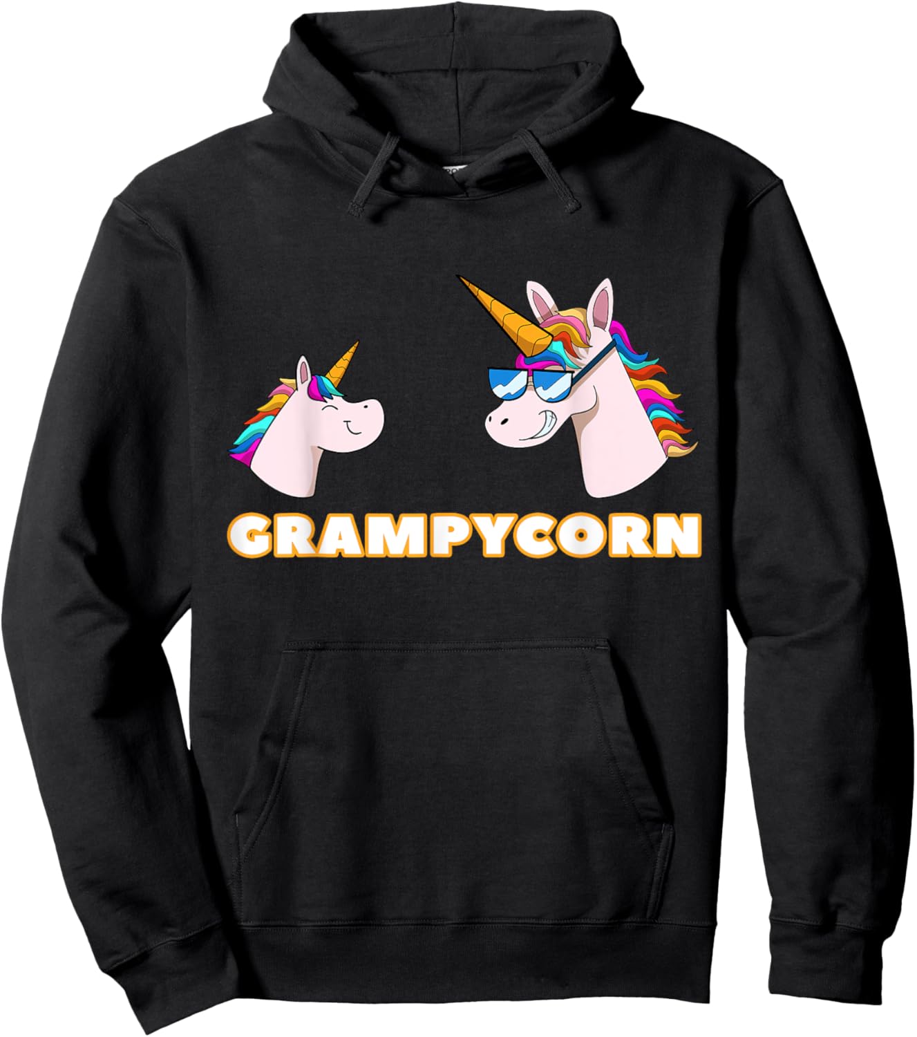 Grampycorn Grampy 1 Kid Grandfather Unicorn Father's Day Hoodie - Hoodie | Black